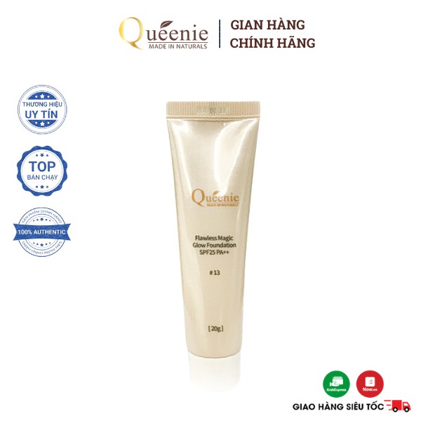 Kem nền dưỡng sáng da mịn nhẹ kiềm dầu Queenie Foundation chống nắng lâu trôi Hàn Quốc chính hãng 20ml