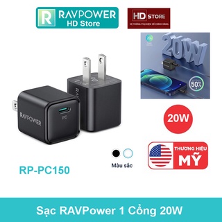 Củ sạc ravpower 20w 1 cổng type c super nano pd/pps/qc mã rp- pc150 siêu nhỏ gọn sạc nhanh ip 11 12 13 pro max