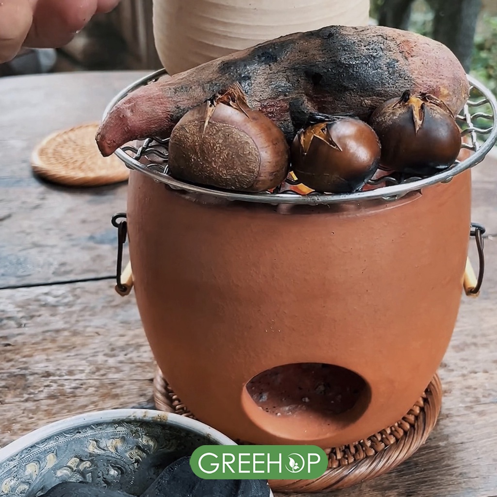 Vỉ nướng BBQ hình tròn Greehop bằng inox chống dính