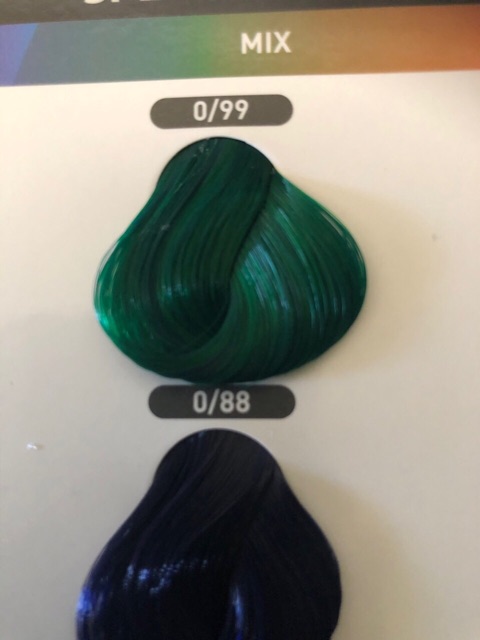 Nhuộm tóc rewell màu xanh lá cây 0/99 tặng kèm oxy trợ nhuộm và bao tay