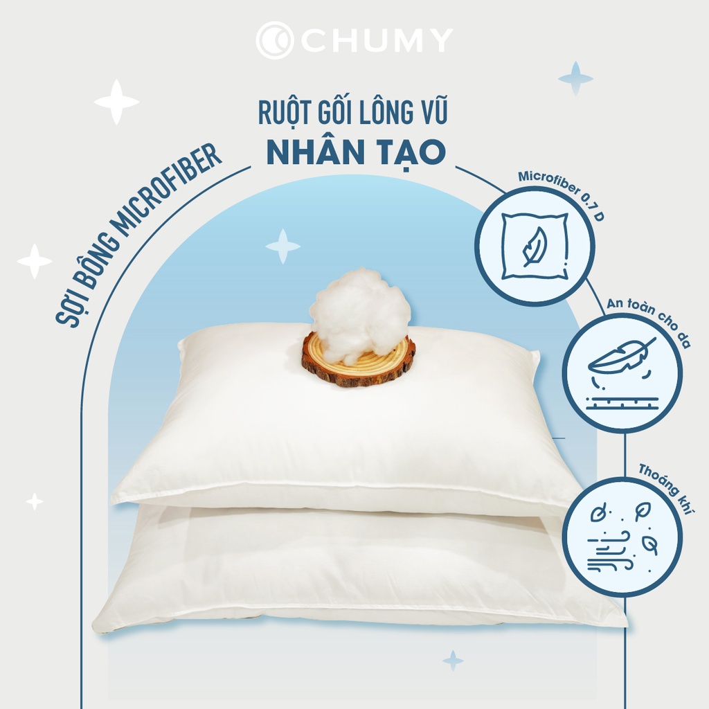 Ruột gối khách sạn 5 sao - Gối bông microfiber siêu mềm - Gối lông vũ nhân tạo cao cấp - Ruột gối khách sạn 5 sao CHUMY