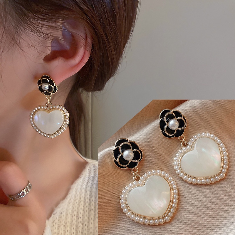 Bông Tai Bạc 925 Hình Hoa Đính Ngọc Trai Phong Cách Hàn Quốc Ngọt Ngào Thời Trang