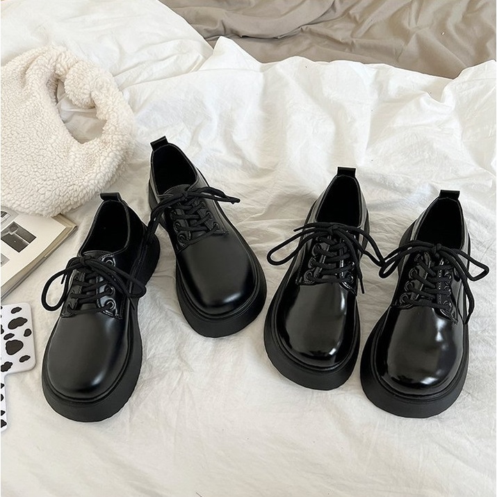 Giày Oxford Nữ Ulzzang Vintage, Kiểu Dáng Lolita Buộc Dây Mũi Tròn Phong Cách Retro, Hàn Quốc - Iclassy_shoes