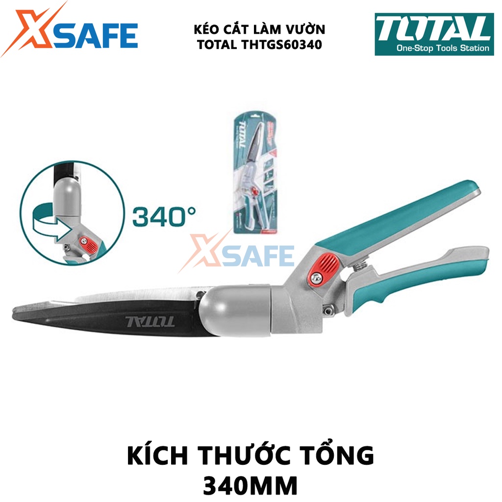Kéo cắt cỏ 340mm TOTAL THTGS60340 Kích thước lưỡi 7 &quot;/ 180mm, chịu nhiệt với lớp phủ chống dính, tay cầm ABS chắc chắn