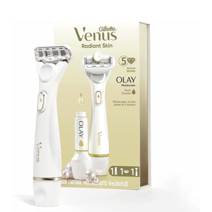 Dao cạo râu Gillette Venus Radiant Skin Womens razor kèm dưỡng da Olay USA