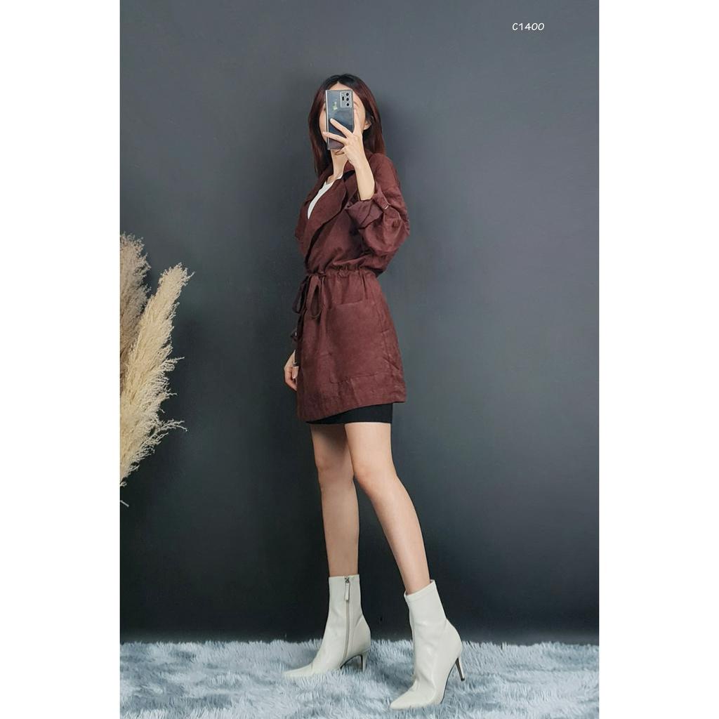 C1400- Áo khoác Becool lật tay, túi trước, rút dây, cột nơ