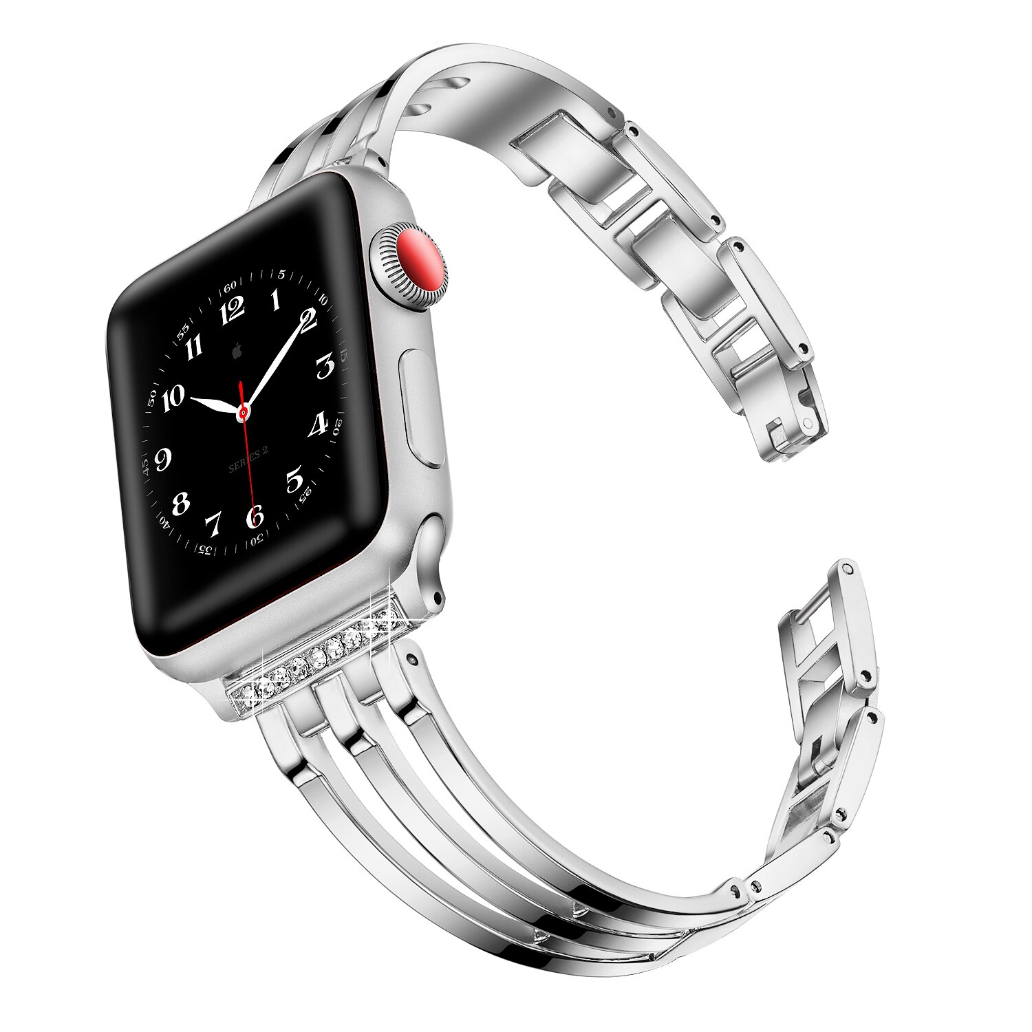 Dây Đeo Thay Thế Bằng Thép Không Gỉ Đính Đá Sang Trọng Cho Apple Watch 6 5 Se 4 3 42 44 38mm 40mm