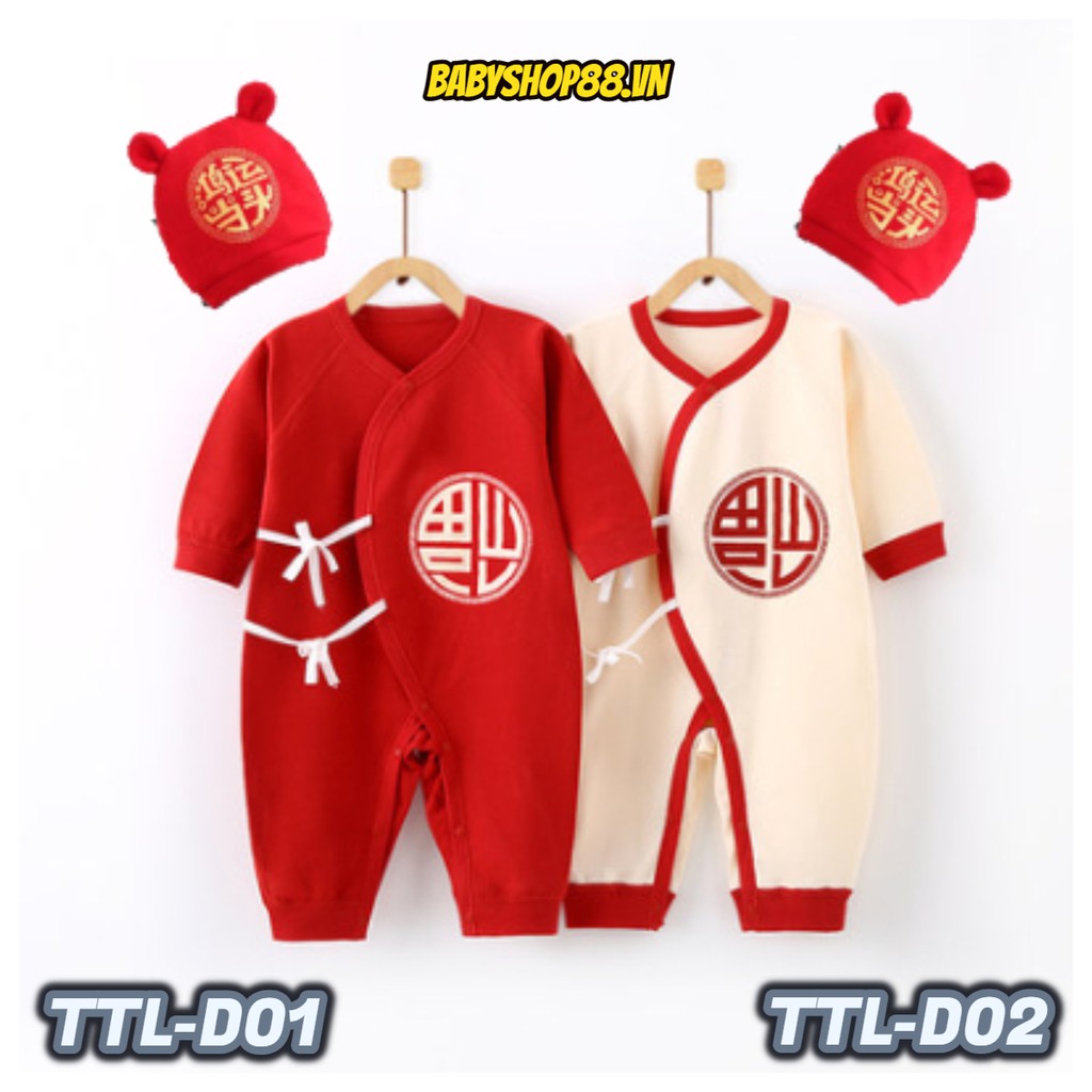 Bộ body dài tay tết tài lộc - bodysuit - quần áo sơ sinh - bộ đồ liền thân cho bé trai bé gái M21.1