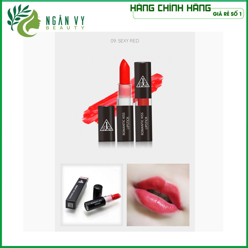 Son không chì lì mịn Hàn Quốc JIGOTT Romance Kiss Lipstick Số #9 màu Đỏ Hồng Sexy Red 20g