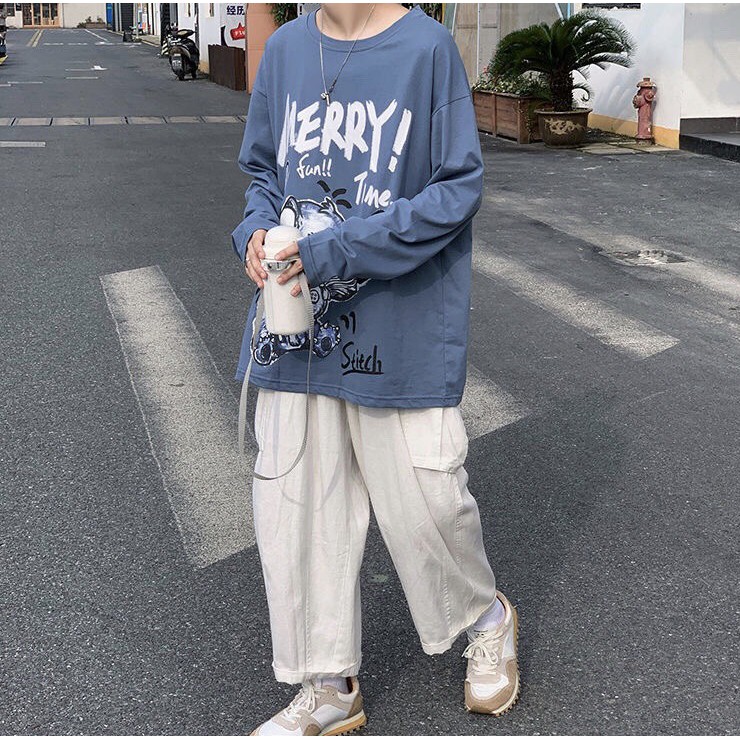  Áo thun tay dài WIND phông unisex form rộng MERRY sweater nam nữ oversize ulzzang | BigBuy360 - bigbuy360.vn
