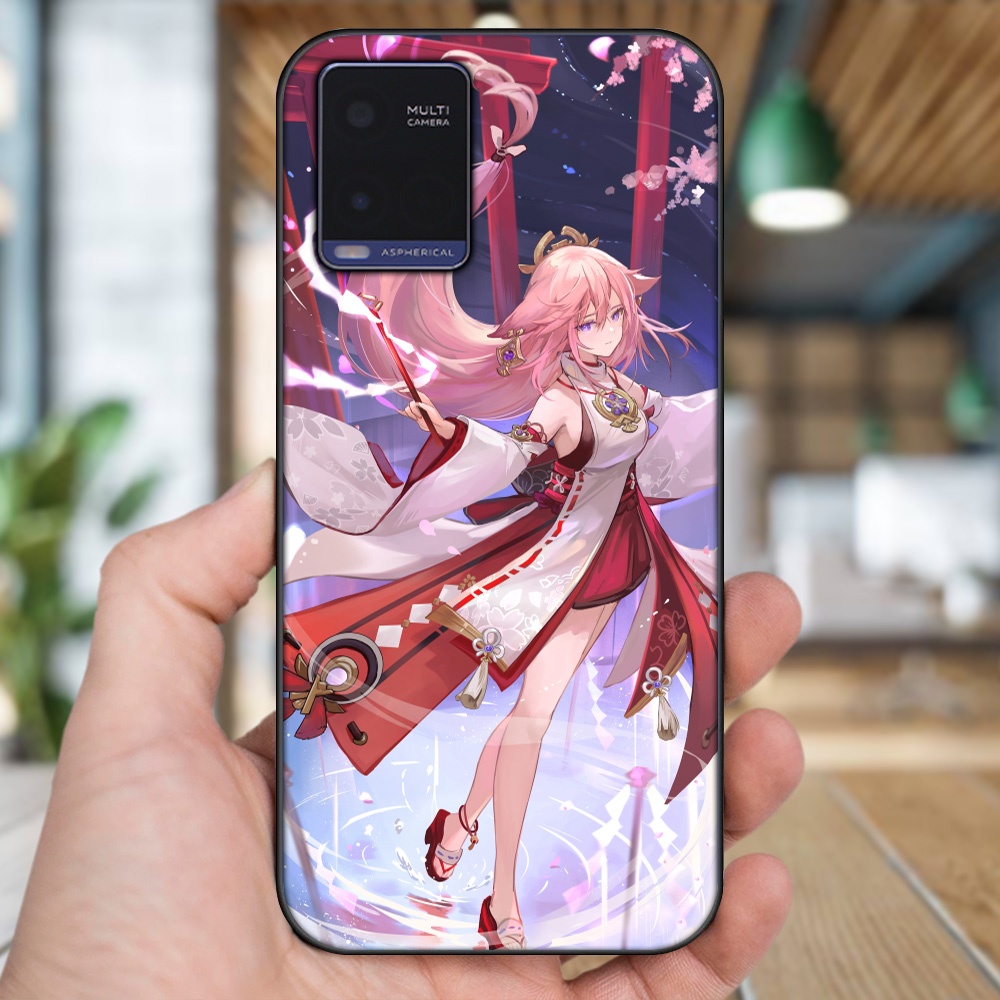 Ốp lưng Vivo Y21 viền đen in hình Yae Miko Genshin Impact