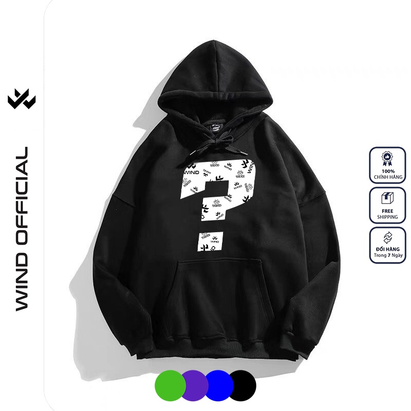 Áo khoác hoodie nữ WIND unisex form rộng nam nữ nỉ Ngẫu Nhiên thử sự may mắn oversize