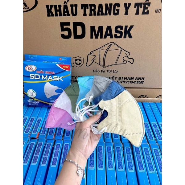 Khẩu Trang y tế 5D Mask khẩu trang kháng khuẩn cao cấp hiệu FAMAPRO hộp 10c đeo êm tai