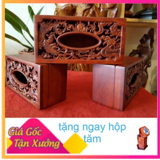 hộp đựng khăn giấy-giấy ăn bằng gỗ hương, đục long phụng_ hình vuông _ hình chữ nhật_ hình tròn_trên ô tô [giá xưởng]