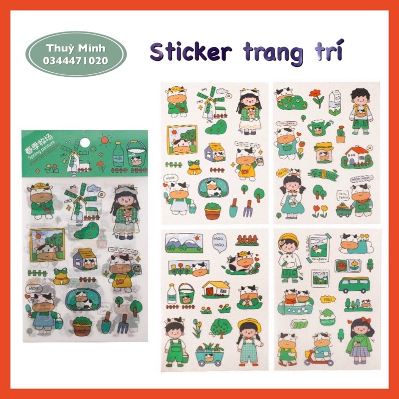 Sét 4 tờ Sticker trang trí sách vở