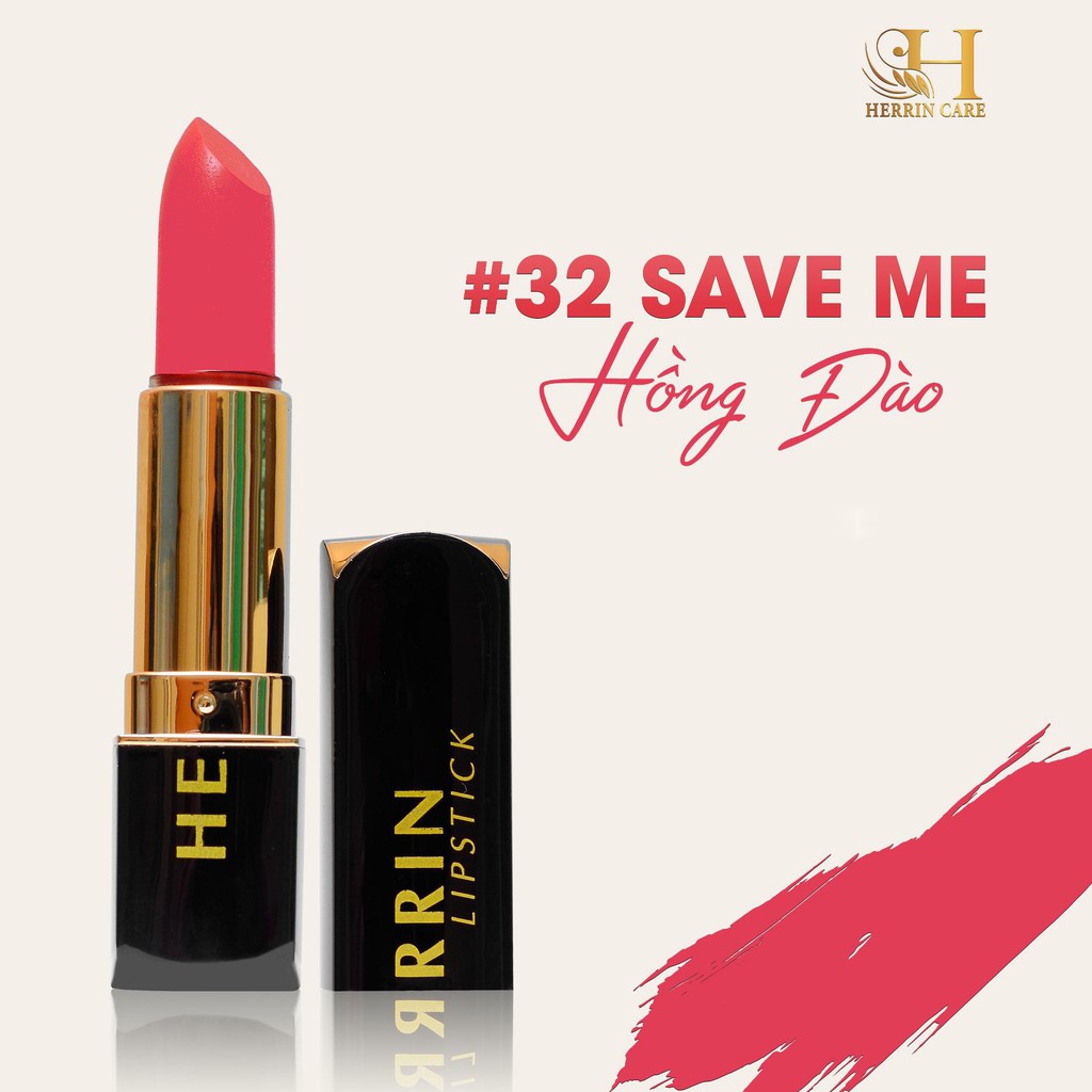 Son lì cao cấp Herrin Care save me hồng đào 34g ( Son Lì )