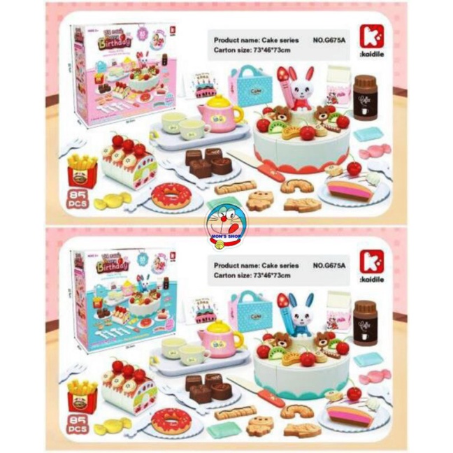 Đồ chơi cắt bánh sinh nhật 85 chi tiết, có pin, có nhạc, đồ chơi tổ chức tiệc sinh nhật