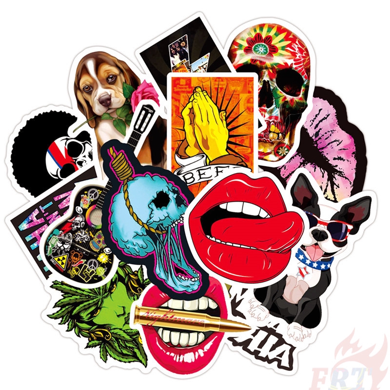 ❉ Sticker Dán Trang Trí Hình Ban Nhạc Rock Series 01 Vui Nhộn ❉ Bộ 50 Sticker Chống Thấm Nước Họa Tiết Doodle Hợp Thời Trang