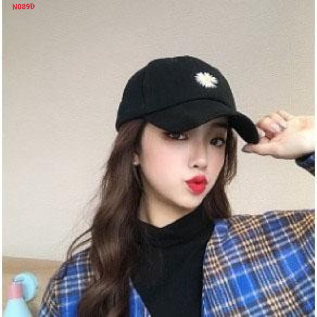 Nón Kết Thêu Hoa Cúc G-D Comeback Hót , MŨ LƯỠI TRAI NAM NỮ 3 MÀU ĐEN TRẮNG ĐỎ