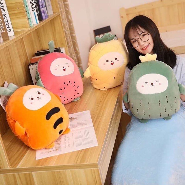 Bộ Chăn Gối Văn Phòng Khủng Long, Cà Rốt, Dưa Hấu, Xương Rồng, Thơm mẫu mới