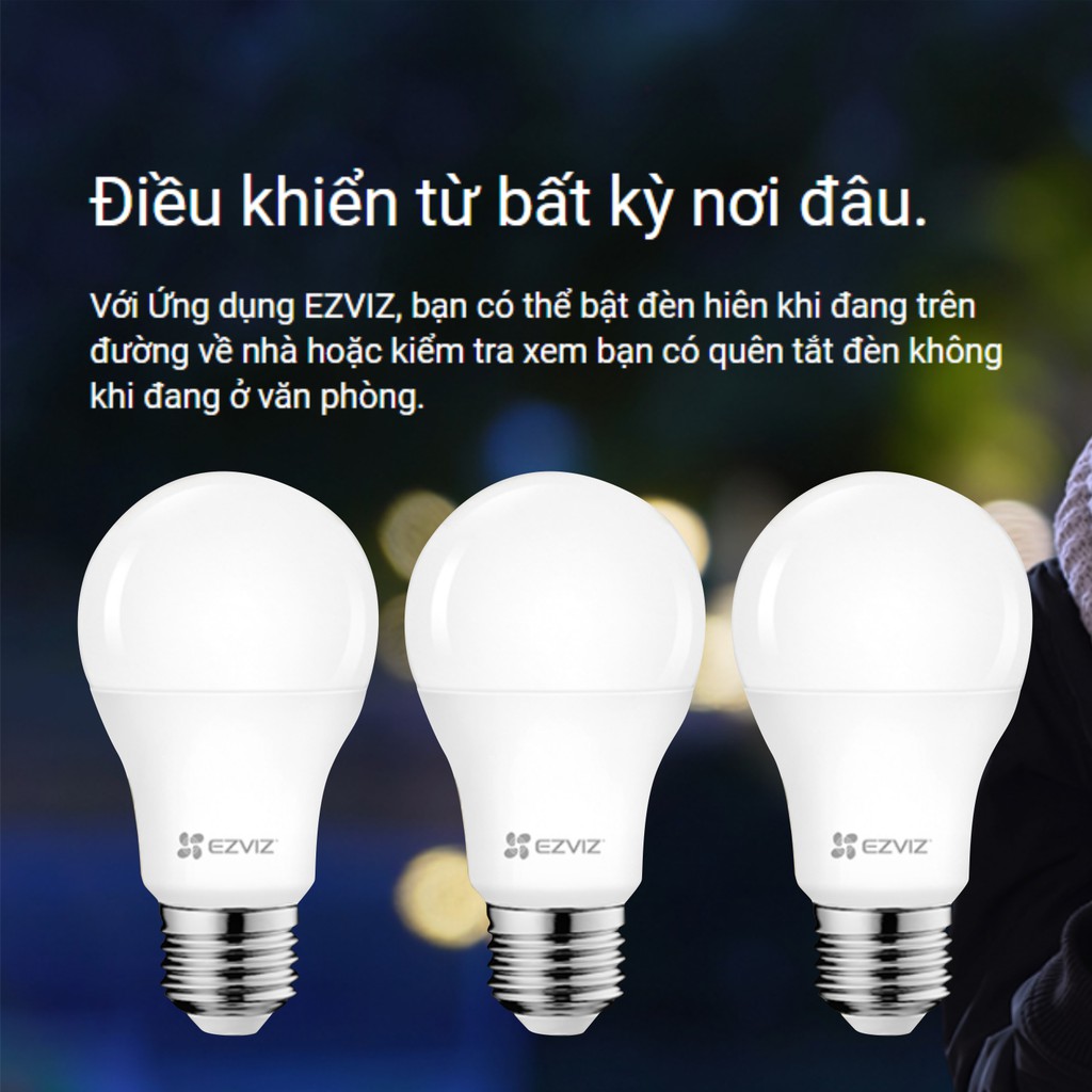 Bóng Đèn LED Thông Minh Wifi EZVIZ LB1-White Điều Khiển Từ Xa, Hẹn Giờ Tắt Bật - Ánh Sáng Trắng - Hàng Chính Hãng