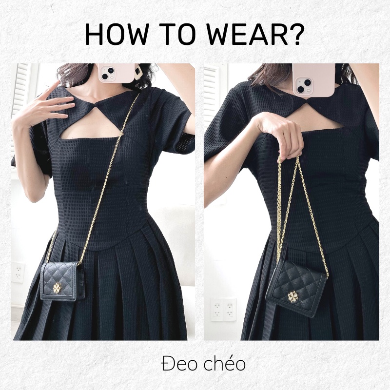 Túi nữ mini NUCELLE ô trám đeo chéo thời trang đẹp cao cấp TINA SHOP NJ068