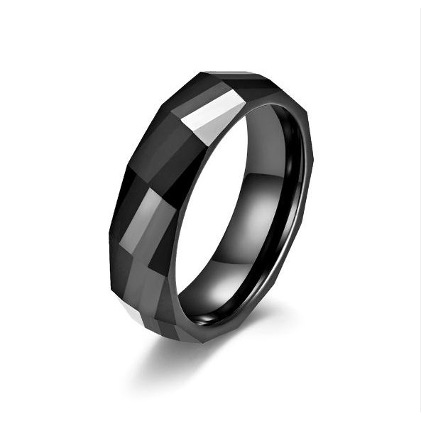 Nhẫn bằng thép titan đính đá zirconia đánh bóng qf045 cho nam