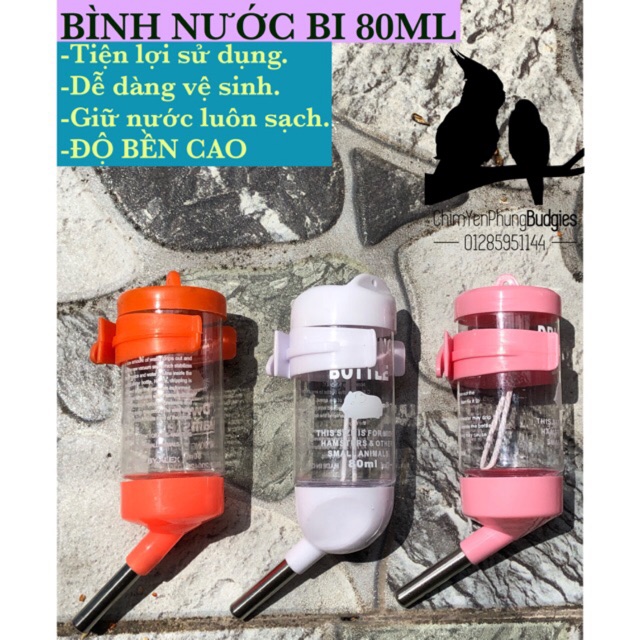 BÌNH NƯỚC BI 80ML CHO HAMSTER &amp; VẸT [LOẠI XỊN]