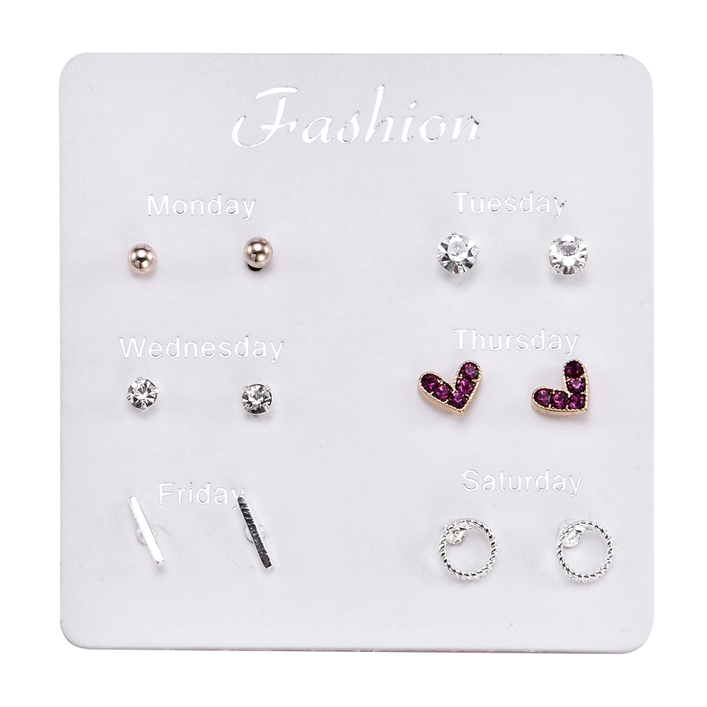 Set 6 Đôi Bông Tai Nhiều Kiểu Dáng Xinh Xắn