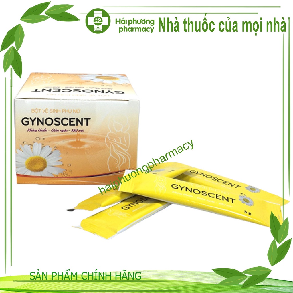 Bột pha vệ sinh phụ nữ Gynoscent của Dược Cát Linh hộp 30 gói, sạch vùng kín, diệt khuẩn, nấm mốc