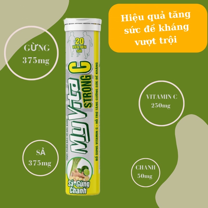 Sủi MYVITA STRONG C ( Chiết xuất Chanh- Sả - Gừng)