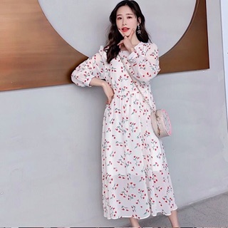 Đầm suông hoa tay dài (kèm hình thật)