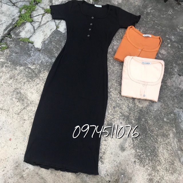 Đầm body nữ váy body cổ vuông tay ngắn phối cúc ngực sexy hàng thiết kế | BigBuy360 - bigbuy360.vn