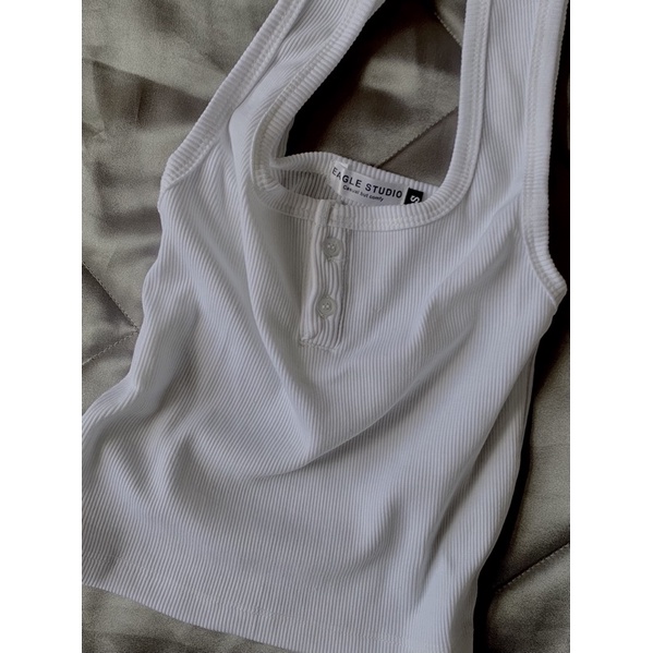 Áo Cúc gài kiểu ba lỗ croptop nữ chất liệu Thun gân Mỹ