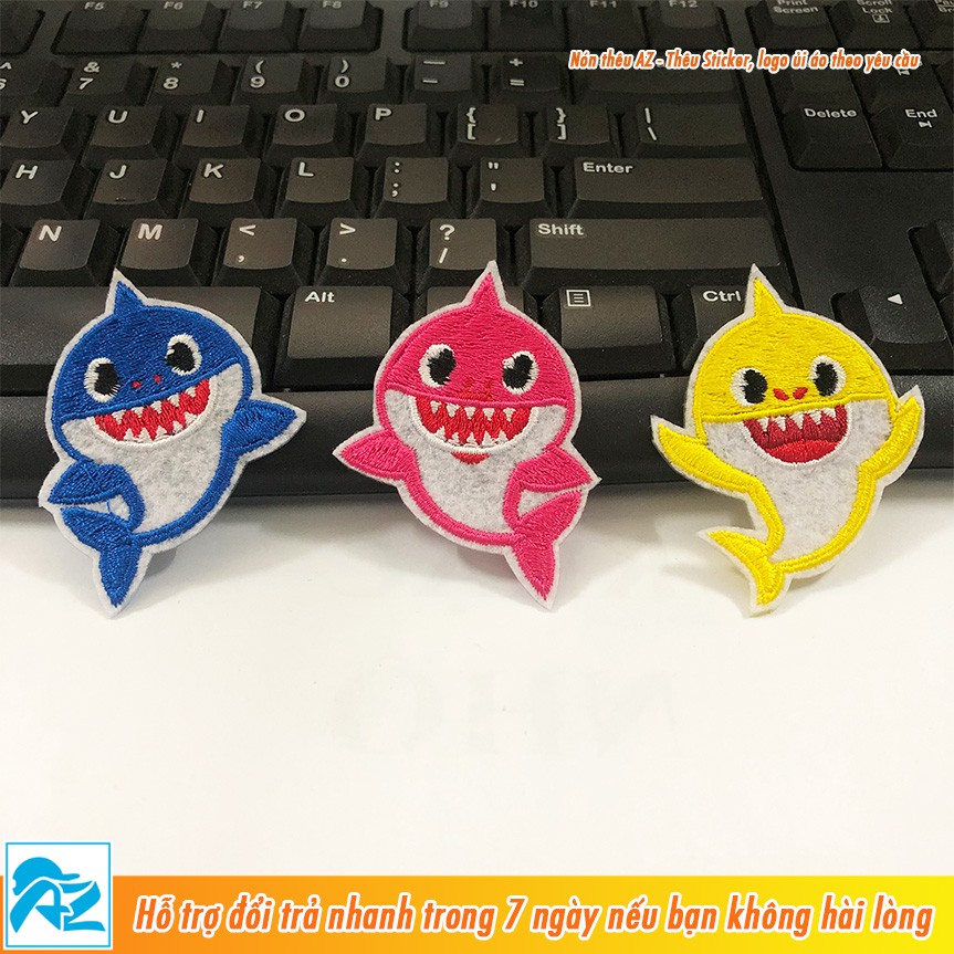 Sticker ủi thêu hình cá mập baby shark - Patch vải ủi áo thun balo S148