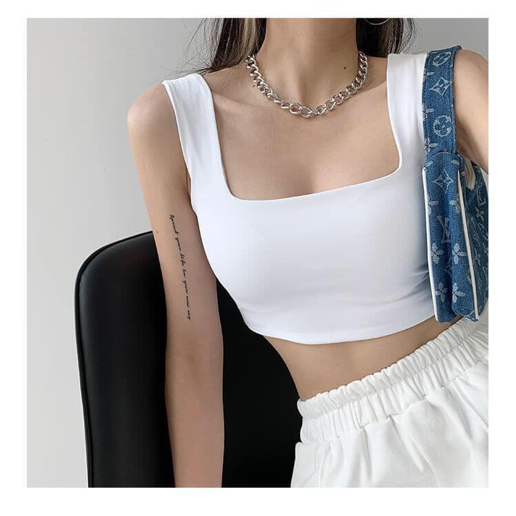 A013 Áo hai dây dây to croptop dáng ôm body sexy Ulzzang năng động, áo crt hai dây đen trắng sát nách trẻ trung Hàn Quốc