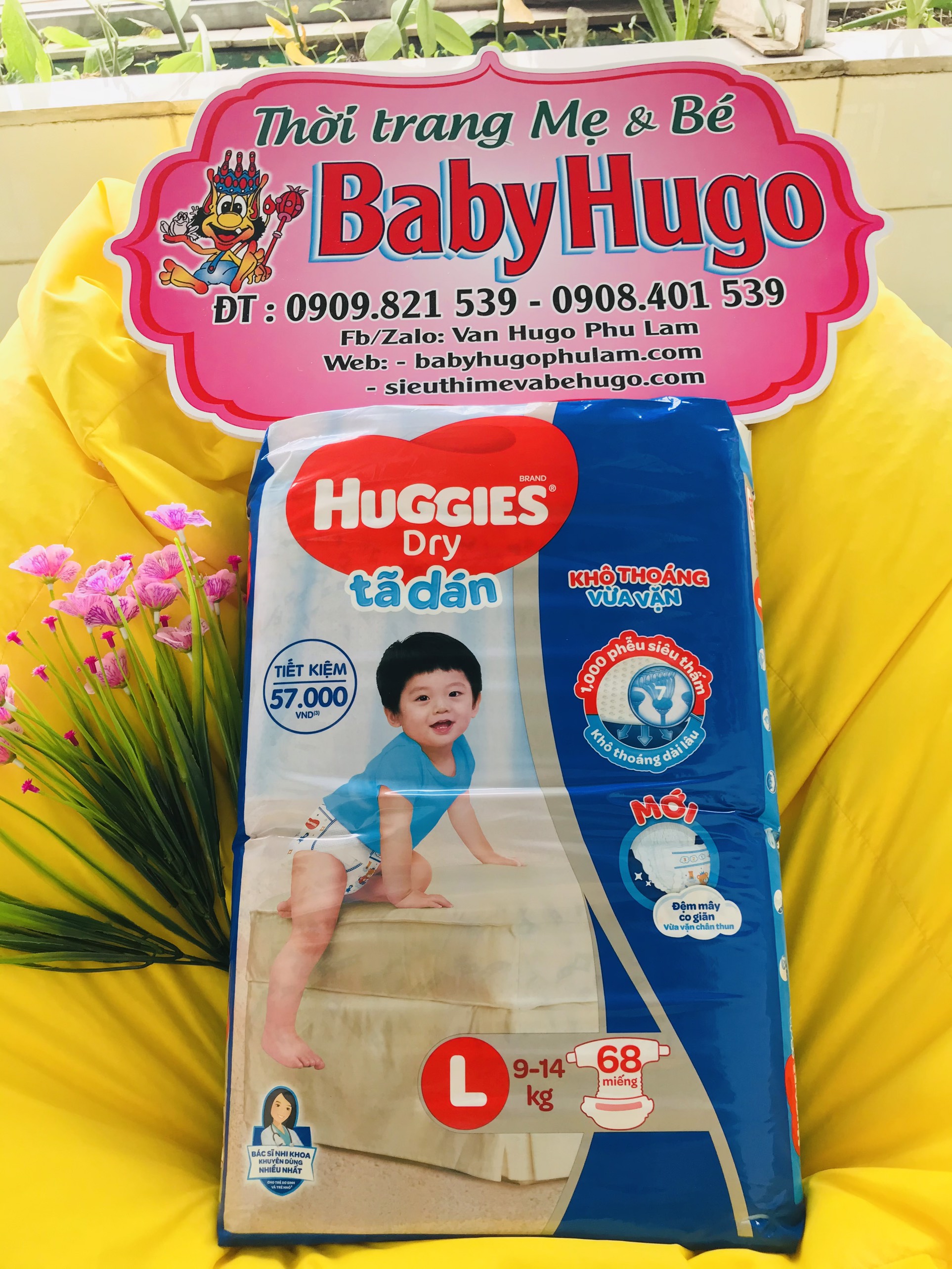 Tã Dán Huggies Size L 68 Miếng 9 đến  14kg