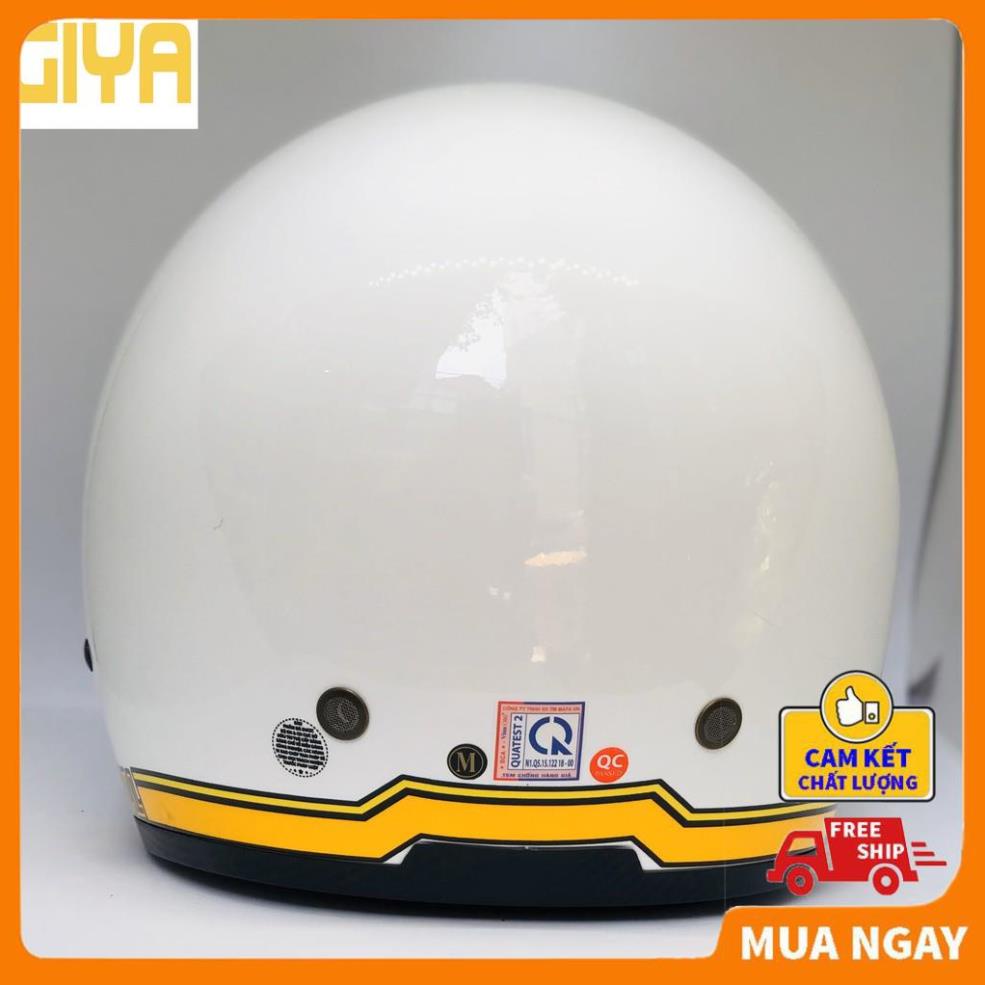 Mũ bảo hiểm Royal kính âm M139 tem V10 trắng line vàng
