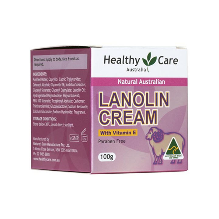 Kem cừu dưỡng da Healthy Care Lanolin cream with Vitamin E - 100g