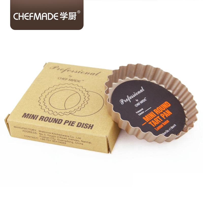 Set 4 khuôn làm bánh trứng CHEF MADE WK9022-4 mini đáy rời 4 inch không dính