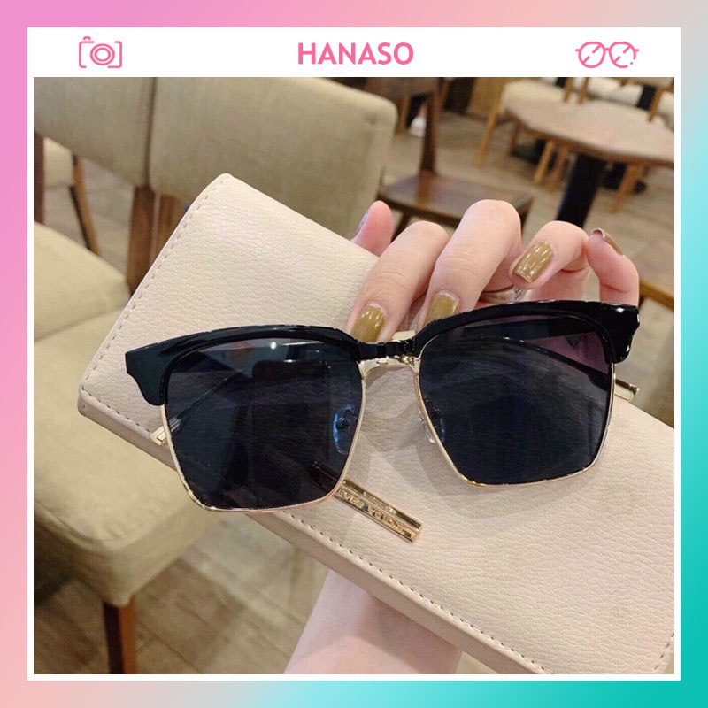 Kính mát nam nữ thời trang cao cấp gọng vuông mắt kính chống tia UV phong cách Hàn Quốc sang trọng HANASO 202