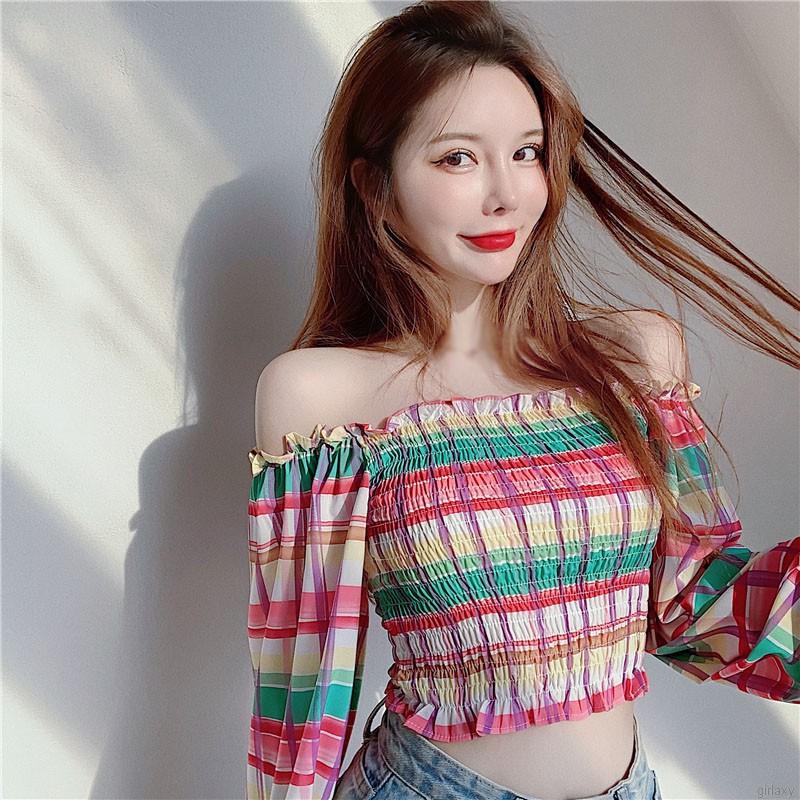 Áo Sơ Mi Dài Tay Hở Eo Họa Tiết Ca Rô Thời Trang Cho Nữ | BigBuy360 - bigbuy360.vn