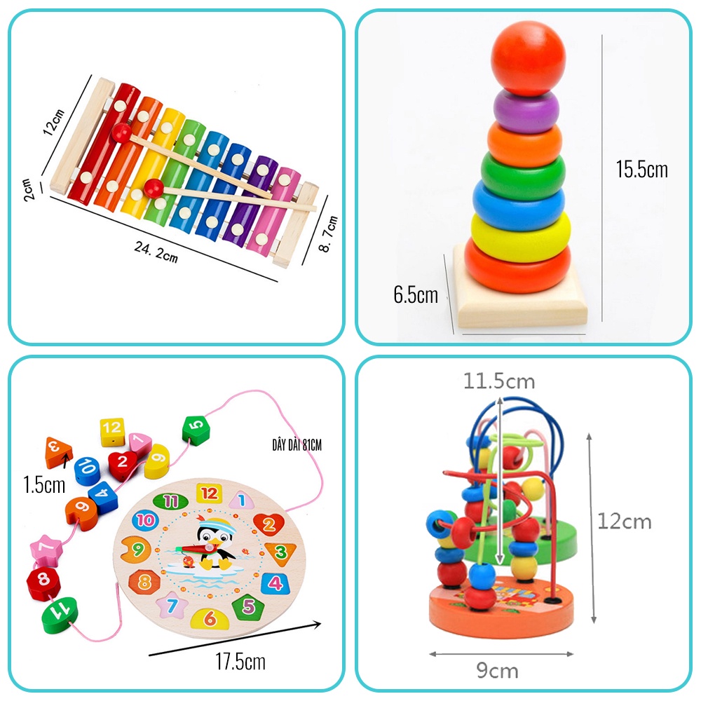 Đồ chơi gỗ thông minh combo 6 món đồ chơi montessori giáo dục cho bé phát triển trí tuệ Space Kids