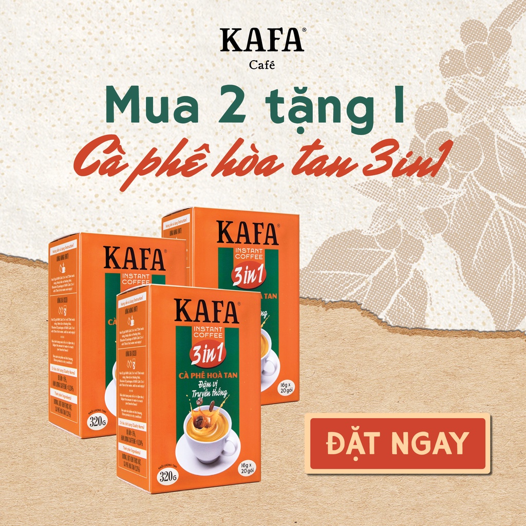 Cà phê hòa tan 3 in 1 KAFA - Hộp 20 gói (320g)