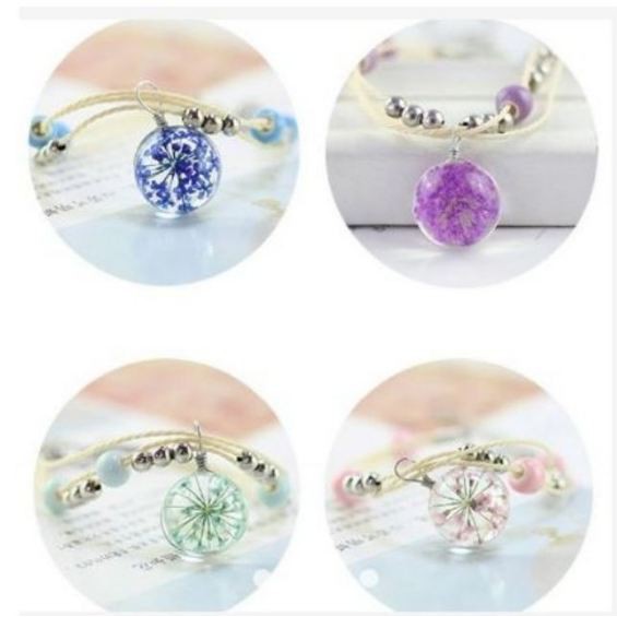 Vòng Tay Hoa Khô Ép Thuỷ Tinh - Vòng Đeo Tay Độc Đáo Molangshop | BigBuy360 - bigbuy360.vn