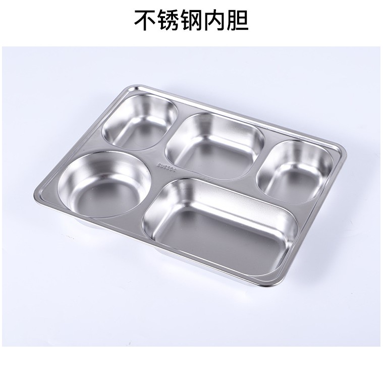 Hộp Cơm Văn Phòng 5 Ngăn inox 304 giữ nhiệt Gigamart, nắp đậy có khe đựng điện thoại,tặng kèm thìa và đũa inox