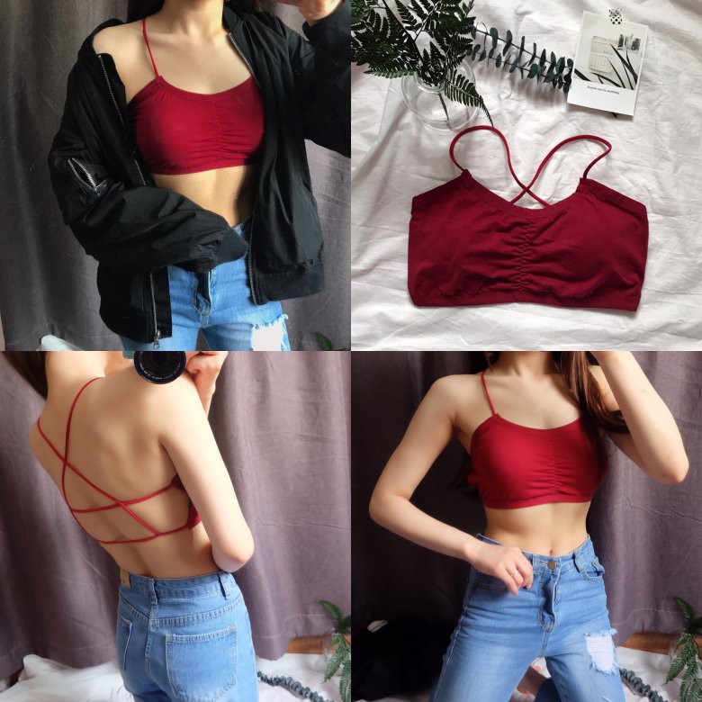 Áo lót SUXI màu trơn phối dây quyến rũ cho nữ