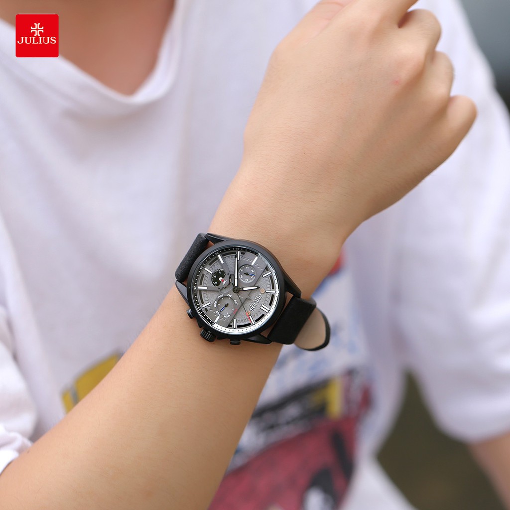 Julius Official | Đồng hồ nam 6 kim Julius JAh106 dây da