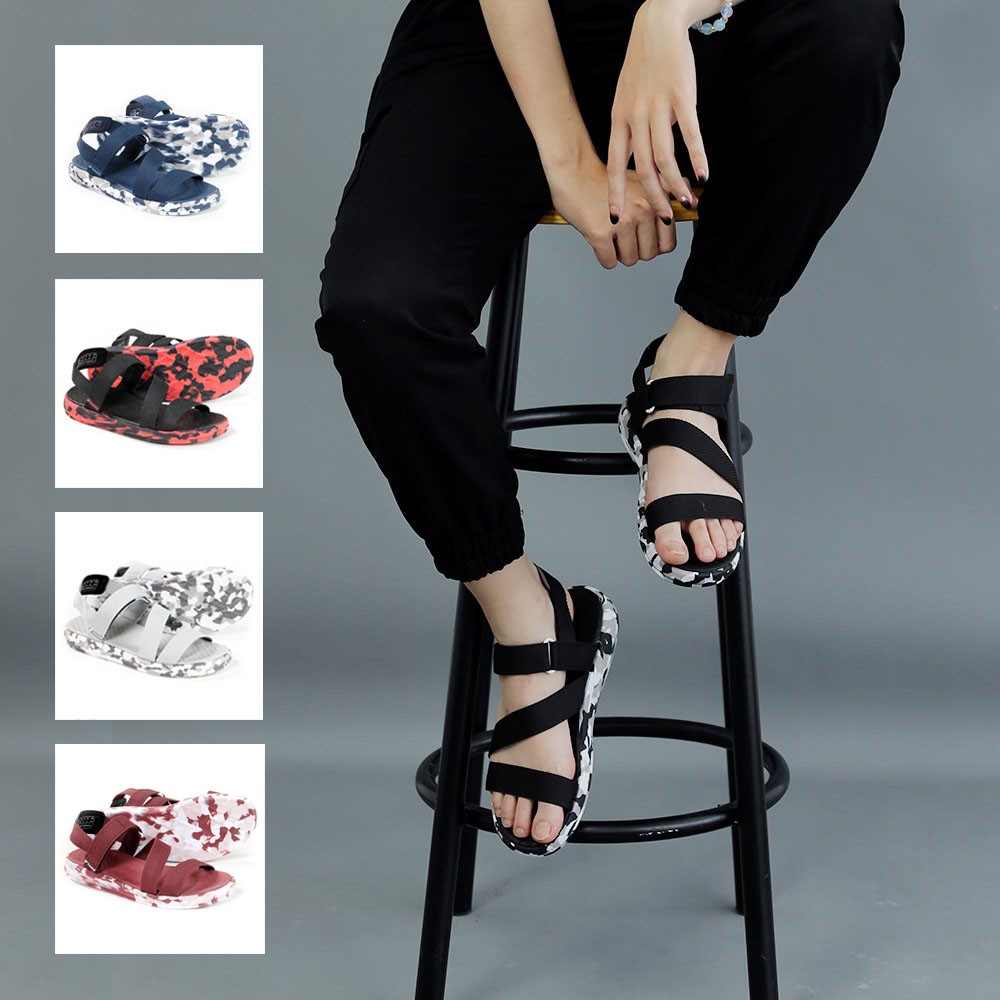 Sandal Saado chính hãng chất lính đế rằn ri, Dép quai sau nam nữ nhẹ êm, không mùi CL01, CL02, CL03, CL06, CL09