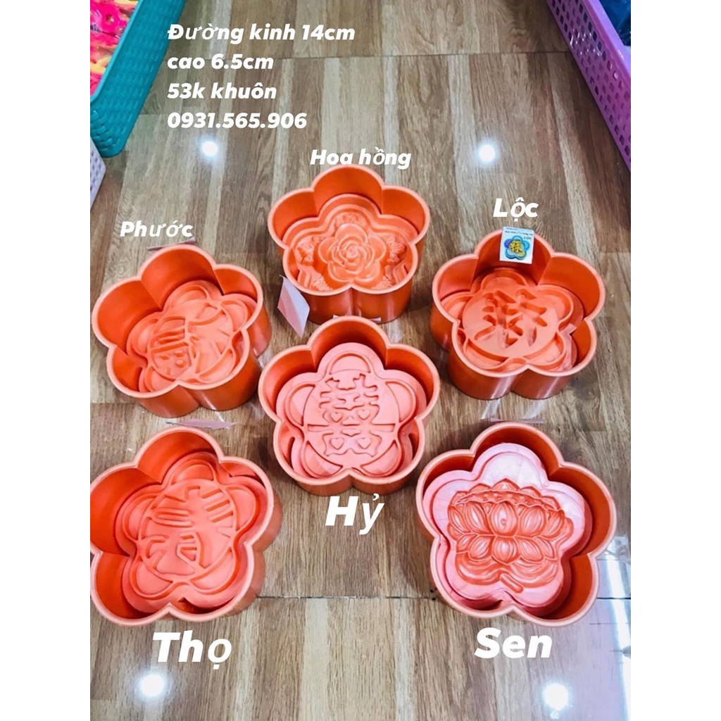 KHUÔN NHỰA KHUÔN ẤN XÔI HÌNH HOA MAI MẶT CHỮ HOA HỒNG HOA SEN 14cm